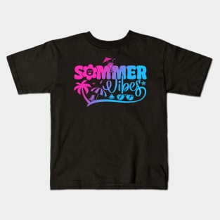 Summer Vibes Beach Summer Vacation Sunshine Sea Life Kids T-Shirt